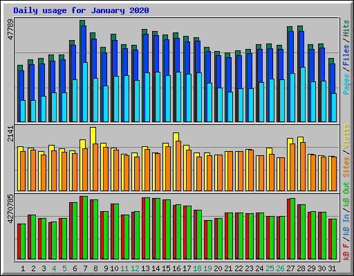 Daily usage for January 2020