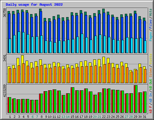 Daily usage for August 2022